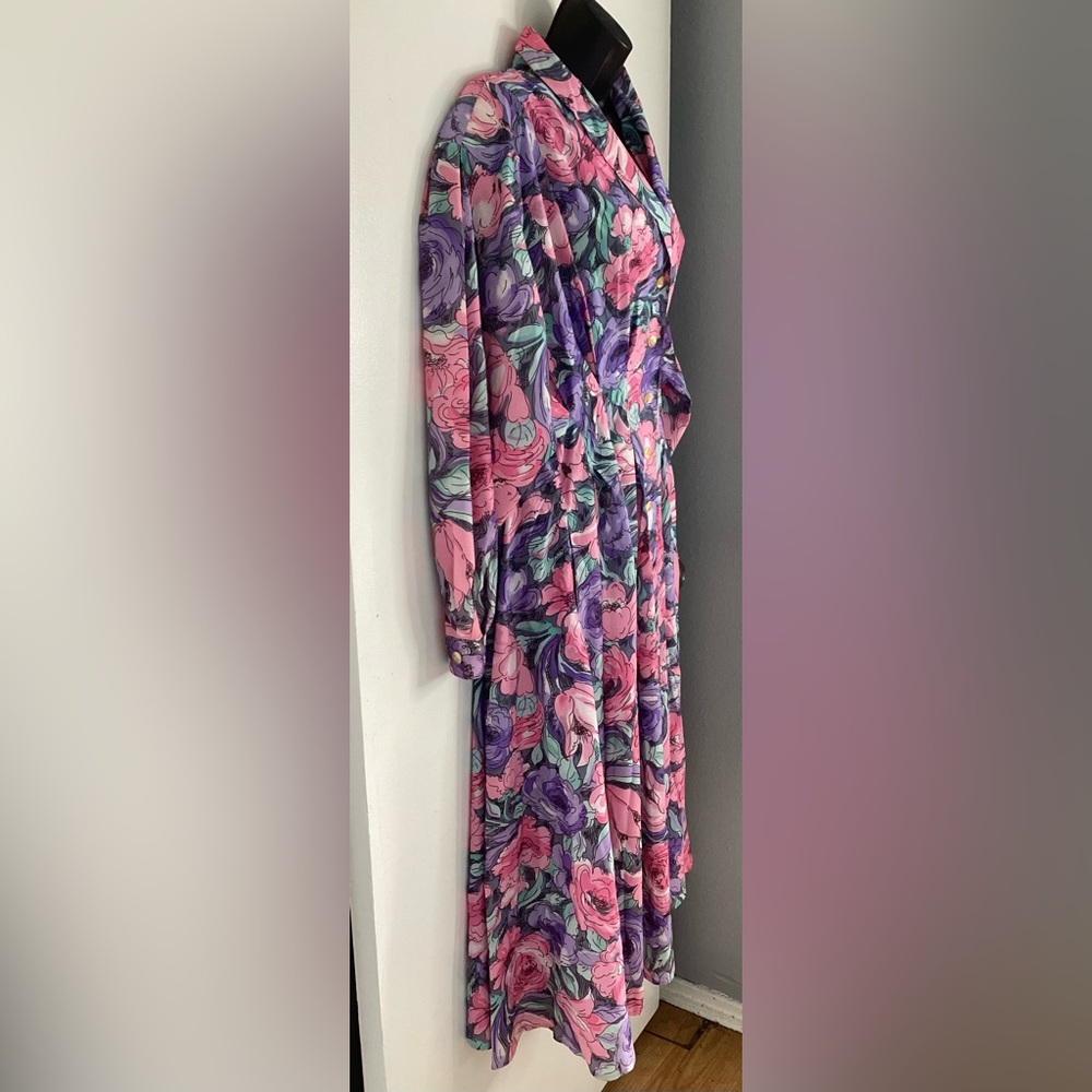 Vintage Elegant Floral Long Sleeve Dress 12 - Picture 7 of 11